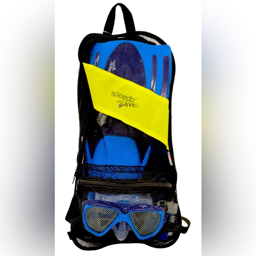Speedo Adjustable Hydroscope Mask with Snorkel&Fin Set Snorkels, Silicone Blue